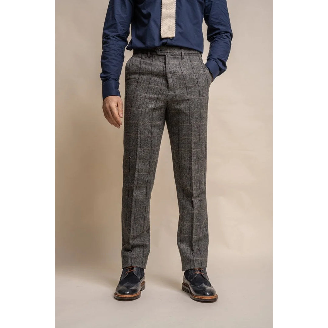 Albert - pantalones de tweed grises para hombres