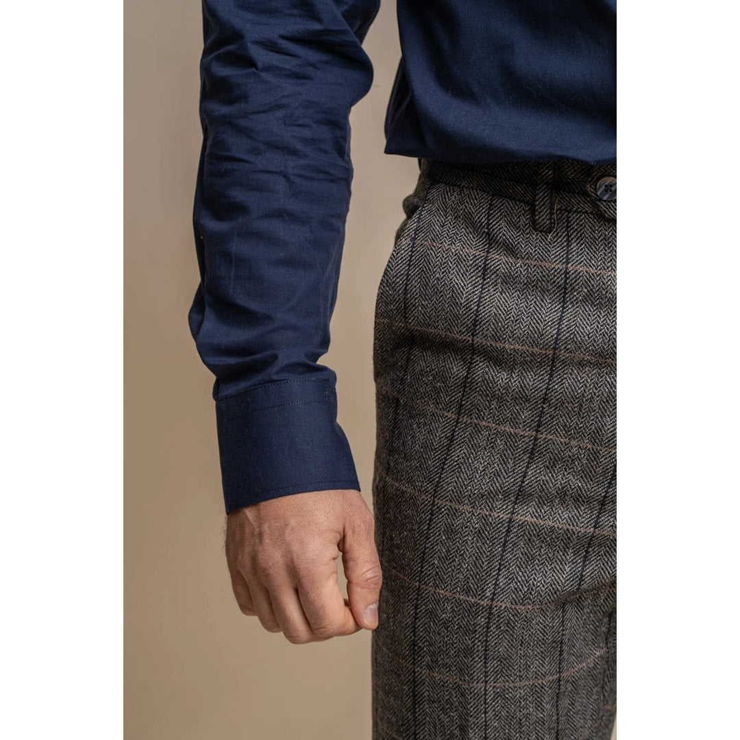 Albert - Men's Grey Tweed Trousers