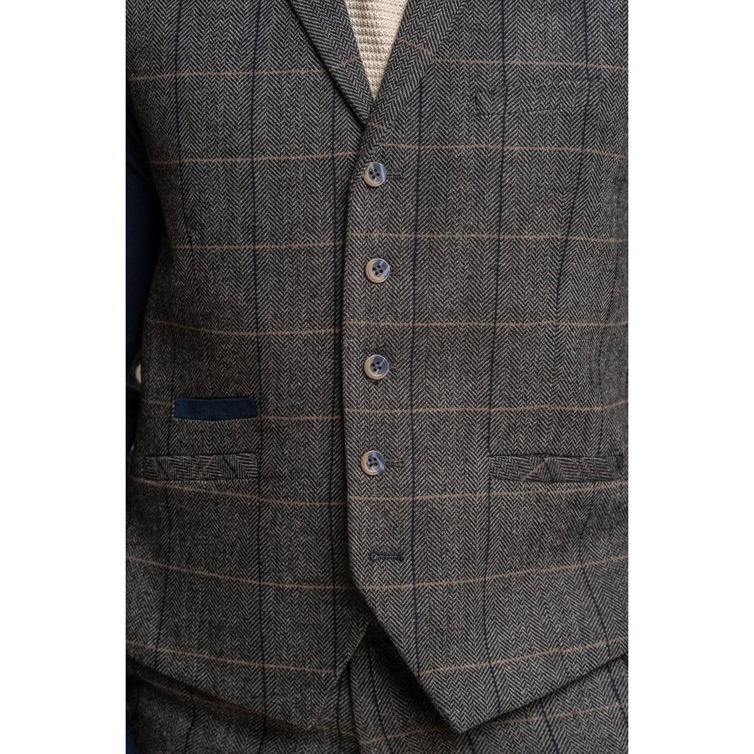 Albert - Men's Tweed Check Grey Waistcoat