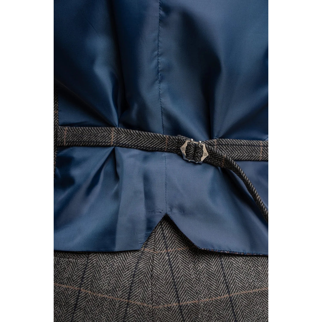Albert - Men's Tweed Check Grey Waistcoat