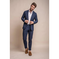 Alvari - Men's Plain Navy Blazer And Trousers