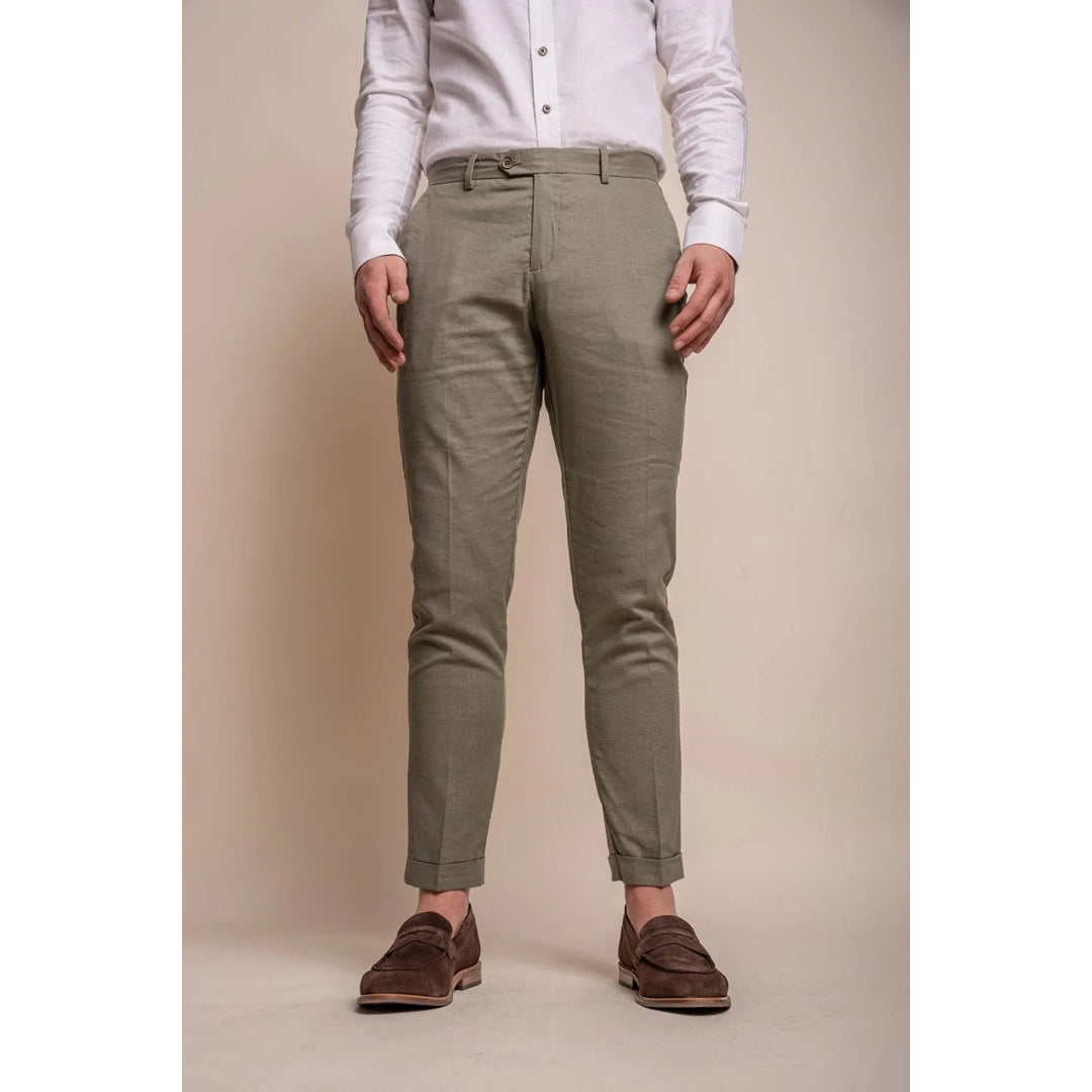 Alvari - Men's Sage Linen Summer Trousers