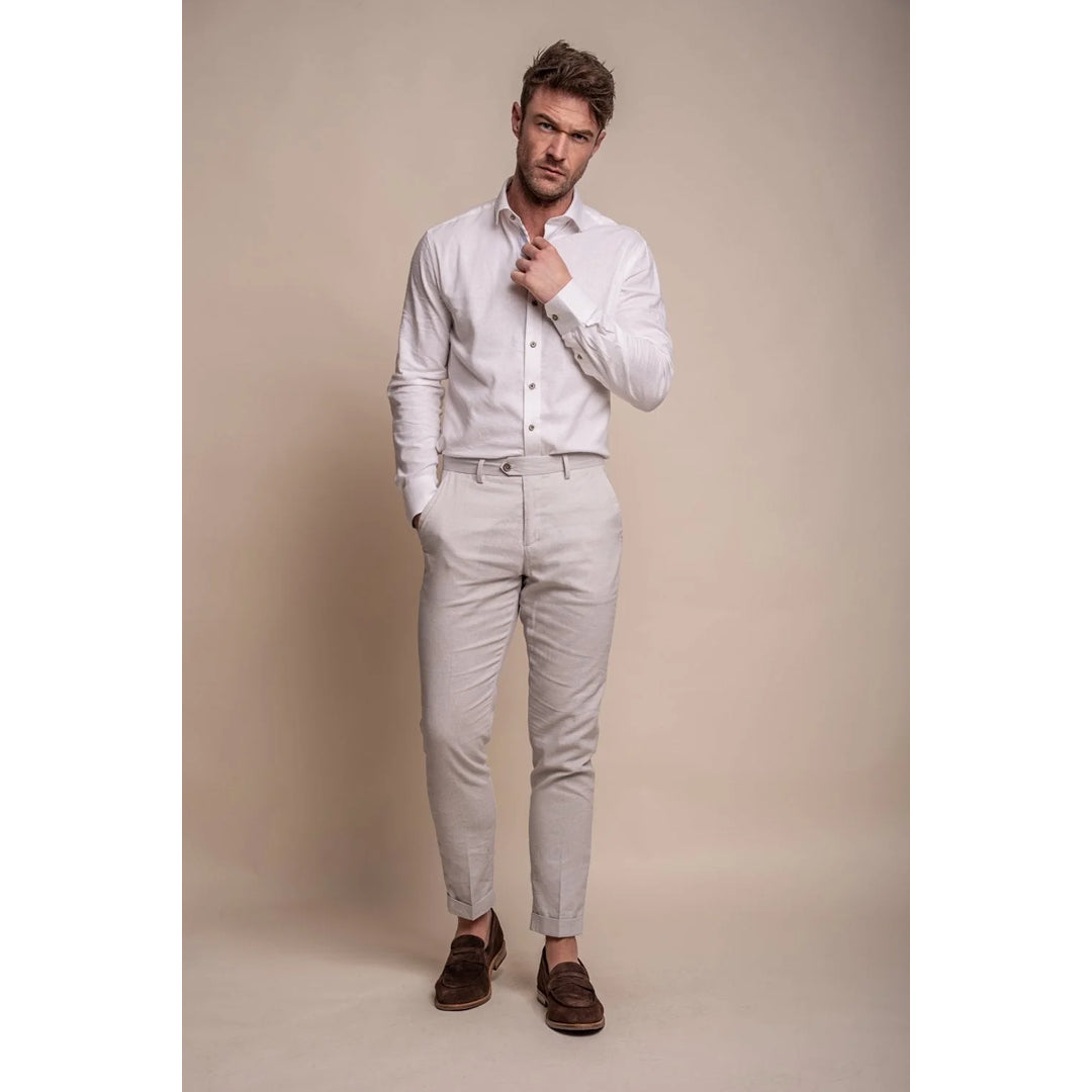 Alvari - Men's Grey Linen Summer Trouser
