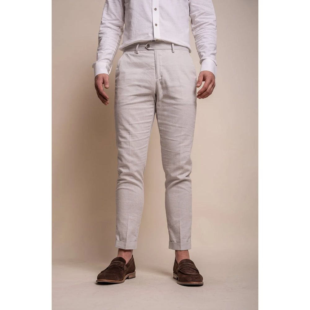 Alvari - pantalón de verano de lino gris para hombres