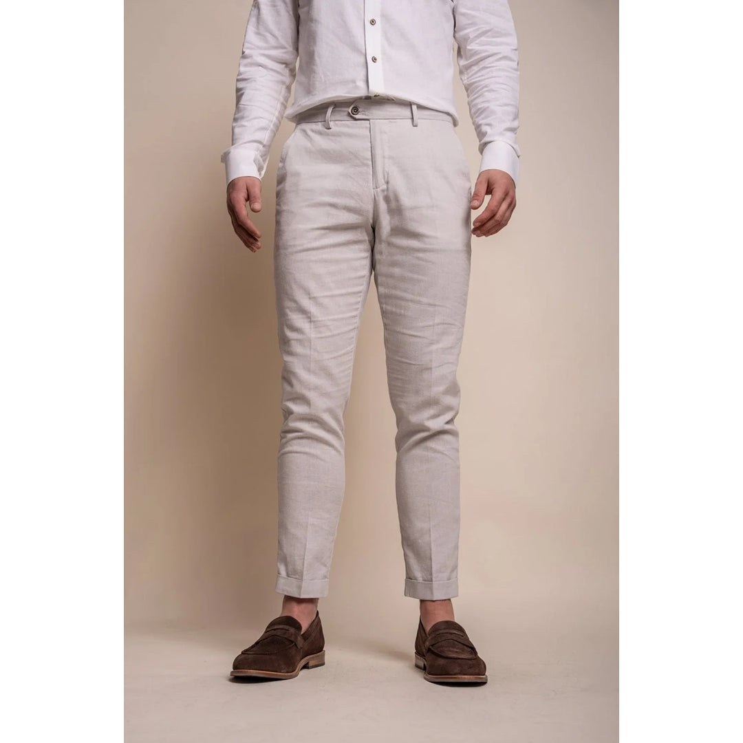 Alvari - Men's Grey Linen Summer Trouser