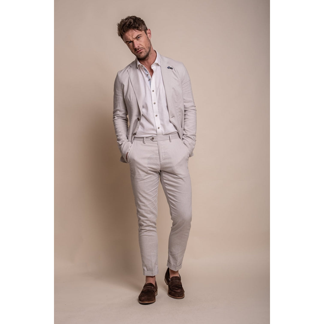 Alvari - Blazer y pantalones de verano de lino gris para hombres