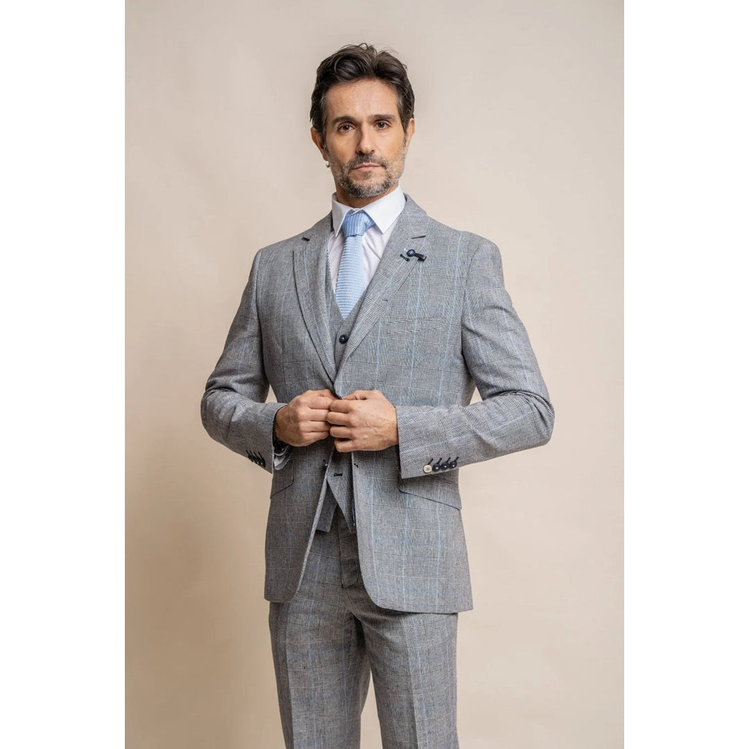 Cavani Arriga - Men's Grey Blue Check Classic Blazer – TruClothing