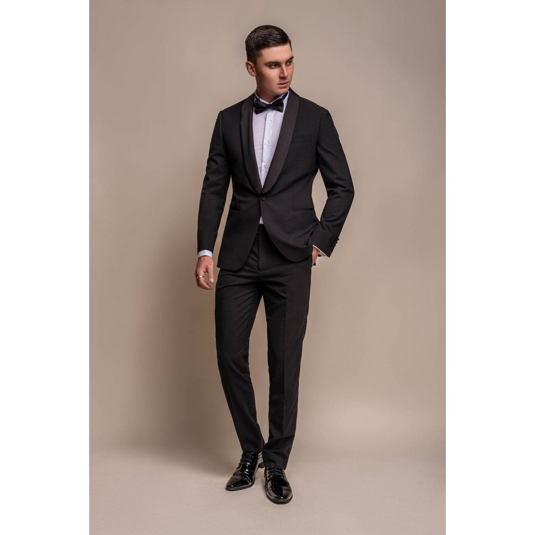Aspen - Blazer y pantalón de esmoquin negro para hombre