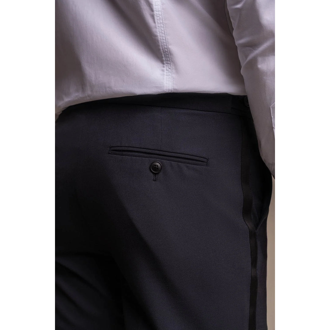 Aspen - Men's Plain Navy Classic Trousers