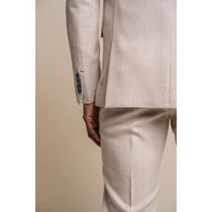 Caridi - Men's Tweed Beige Wedding Blazer