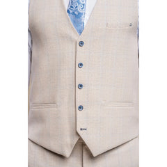 Caridi - Men's Tweed Beige Wedding Waistcoat