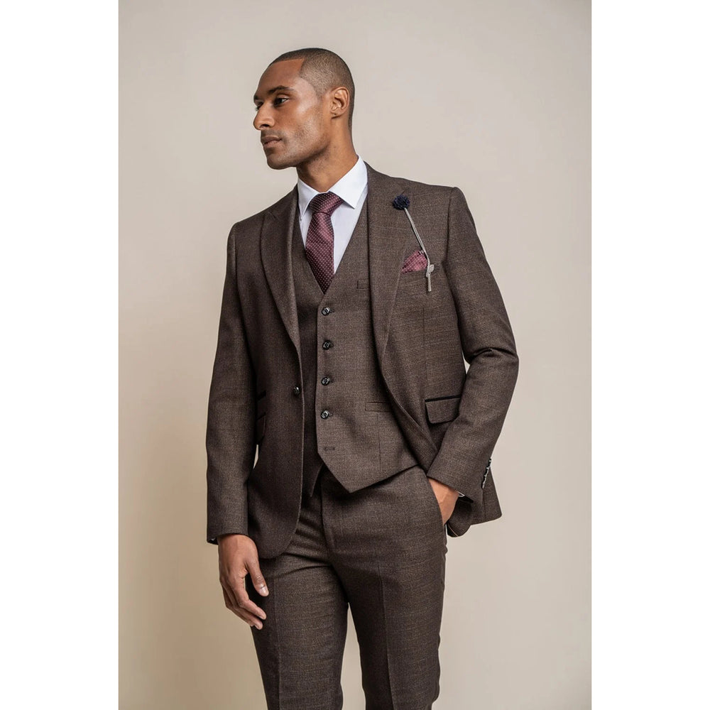 Caridi - Blazer marron en tweed pour homme