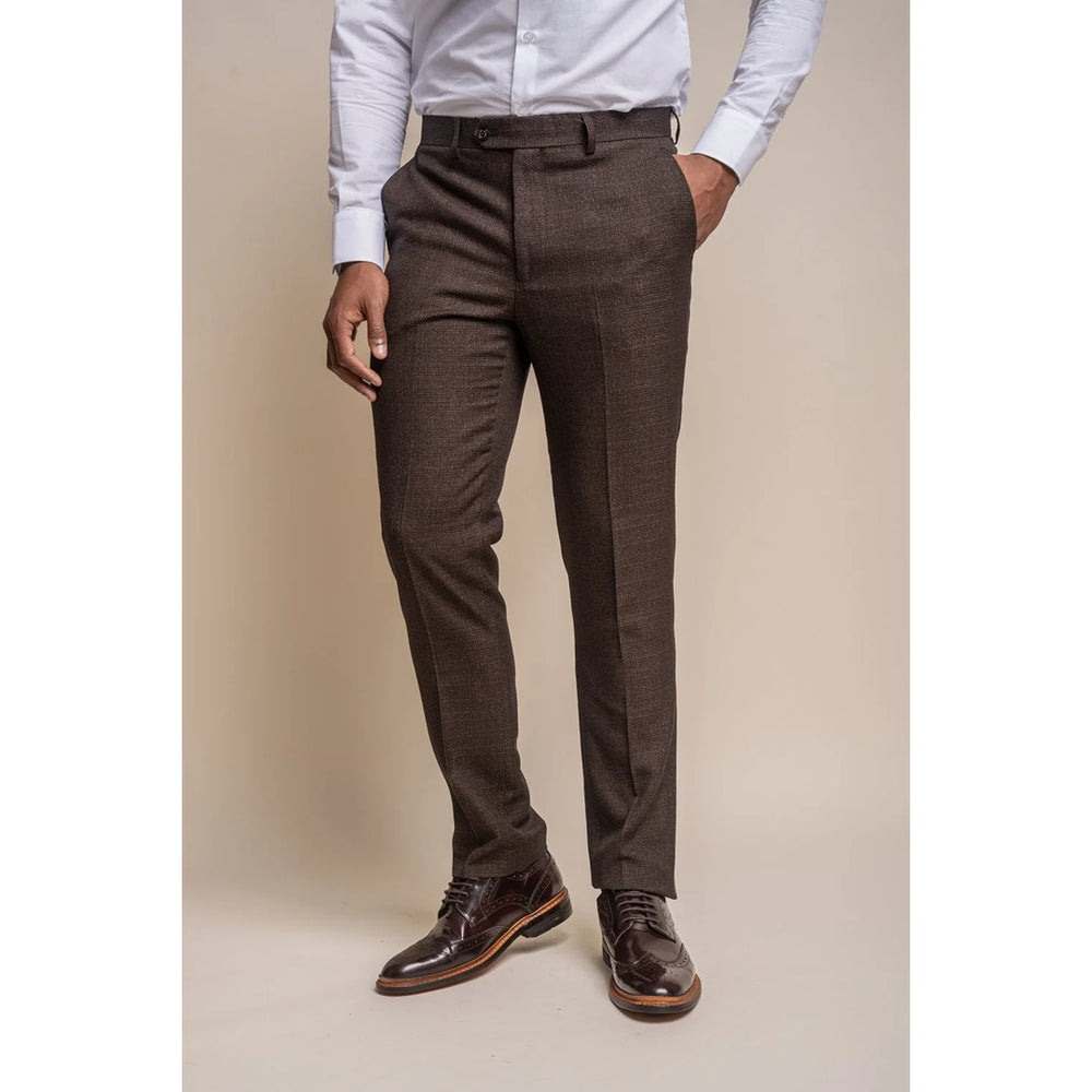Caridi - pantalones marrones de tweed para hombres