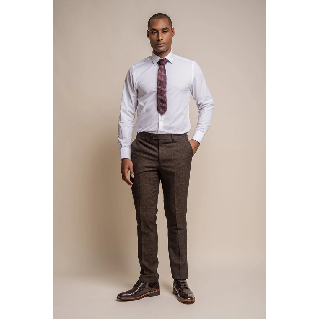 Caridi - Men's Tweed Brown Trousers