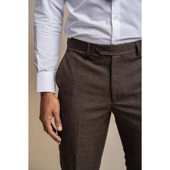 Caridi - pantalones marrones de tweed para hombres