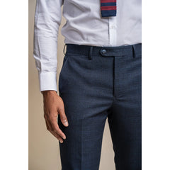 Caridi - Men's Tweed Navy Blue Trousers