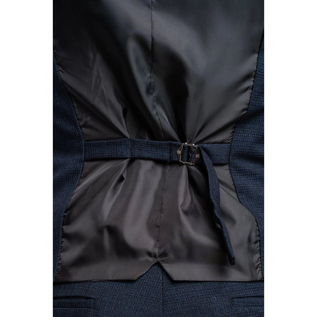 Caridi - Men's Tweed Navy Blue Waistcoat