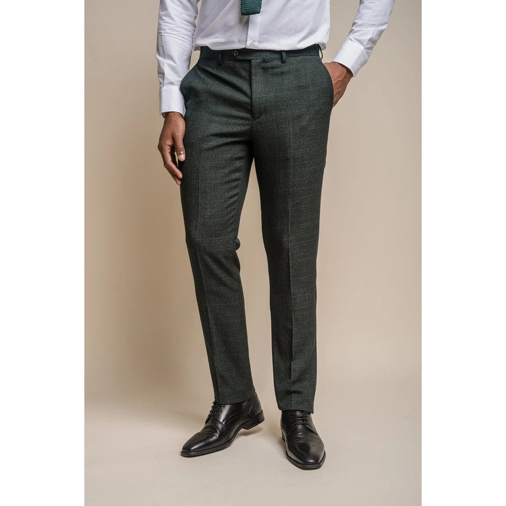 Caridi - pantalones de tweed de oliva para hombres