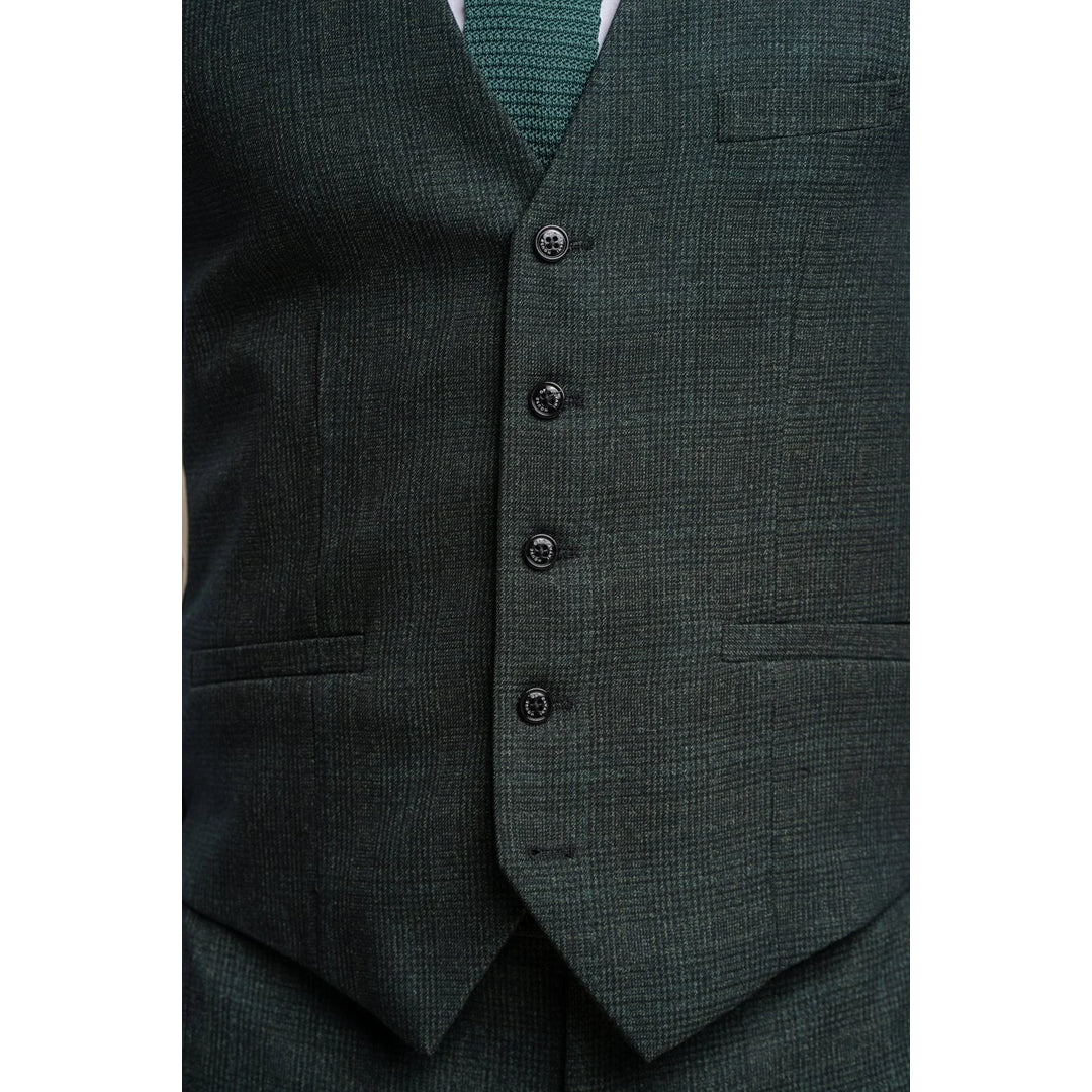 Caridi - chaleco de tweed verde oliva para hombres