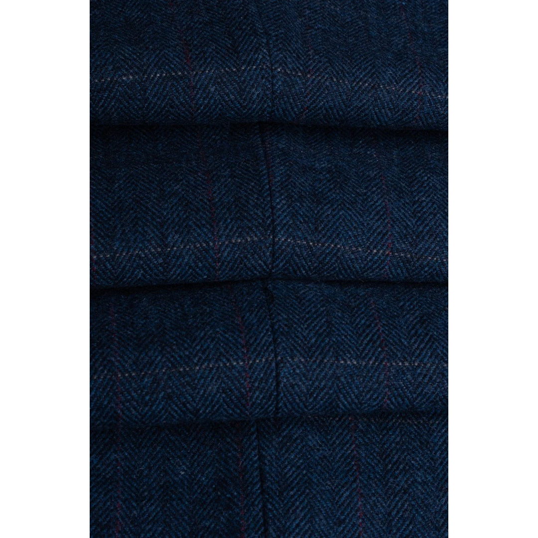 Carnegi - Men's Navy Check Tweed Waistcoat