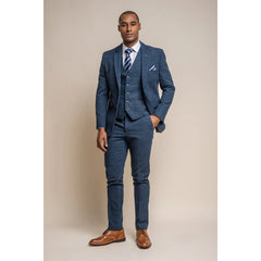 Carnegi – Marineblau karierter Tweed-Blazer für Herren