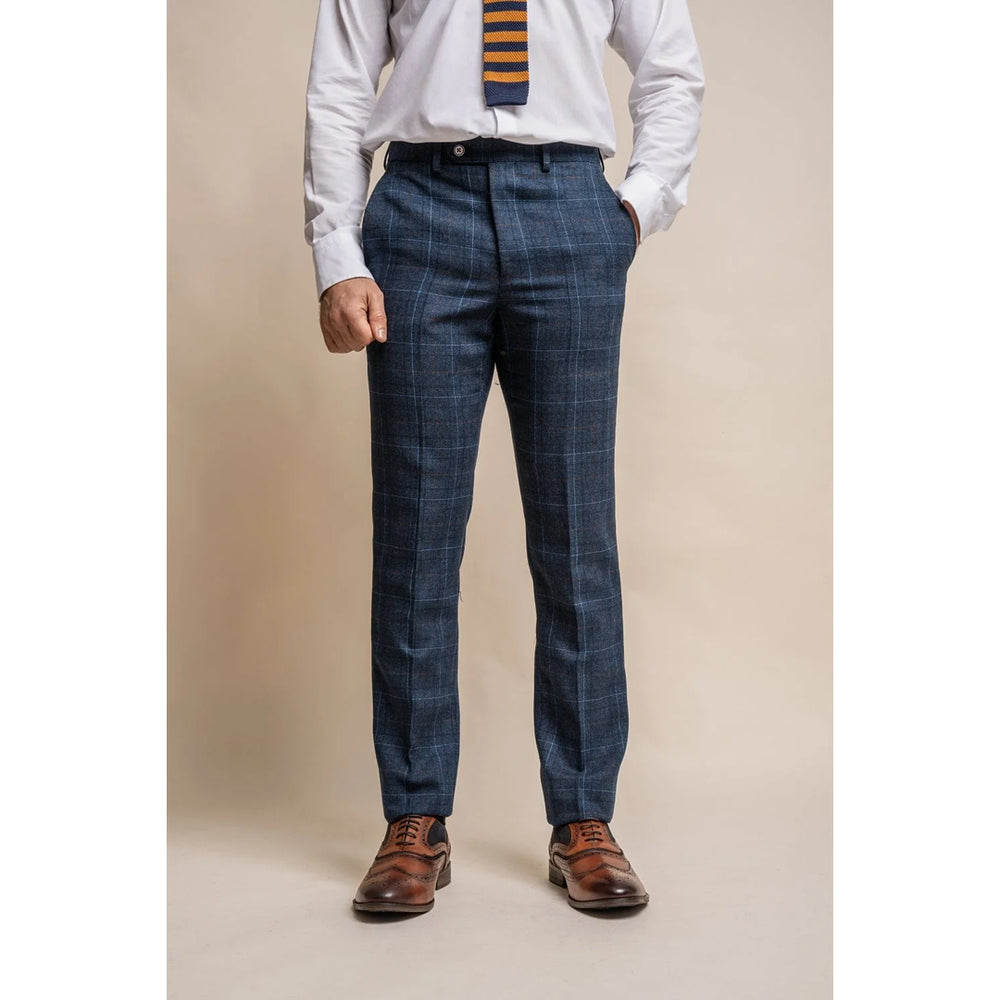 Cody - pantalones de cheque azul marino para hombres