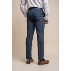 Cody - Men's Navy Blue Check Trousers