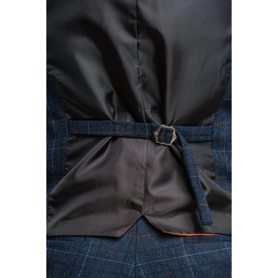 Cody - Men's Navy Blue Check Waistcoat