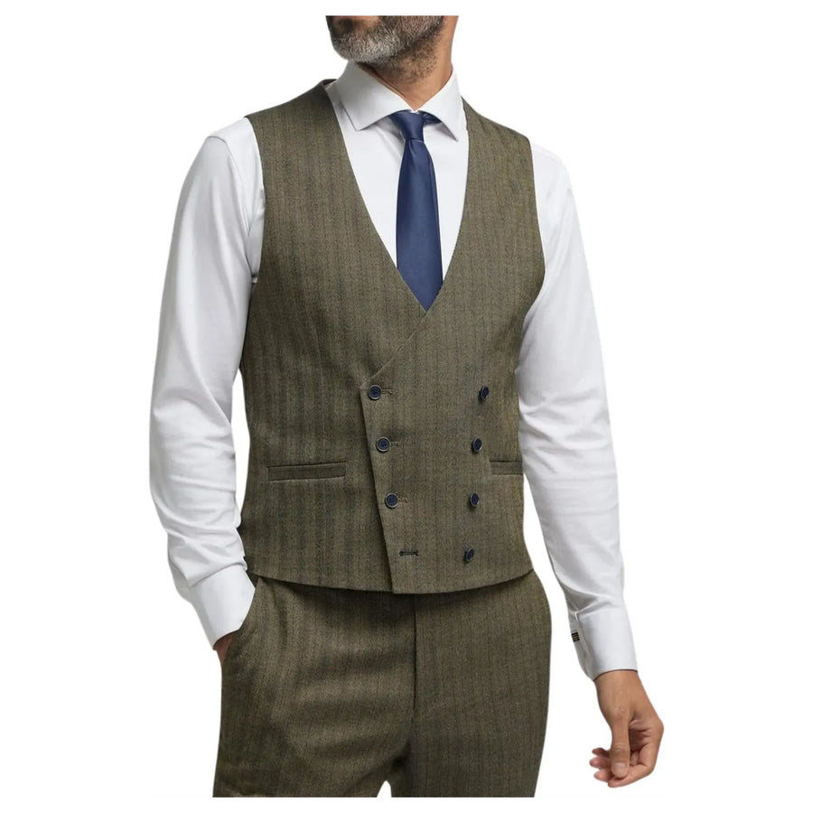 Chaleco Hombre Verde Oliva Doble Botonadura - House of Cavani - 1
