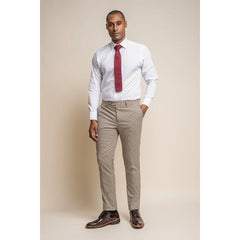 Elwood - Men's Beige Check Houndstooth Trousers