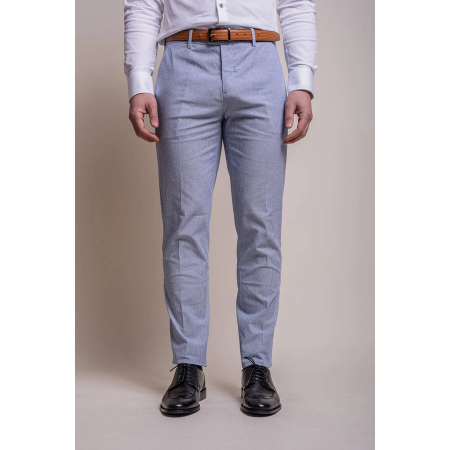 Fredrik - Men's Light Blue Summer Trousers - House of Cavani - 1