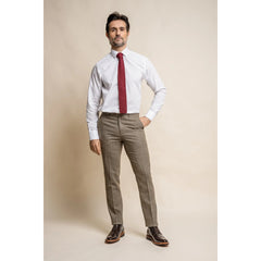 Gaston - Men's Tweed Olive Check Trousers