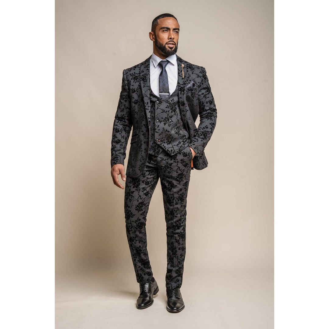 Georgi - Men's Black Wedding Blazer Waistcoat and Trousers