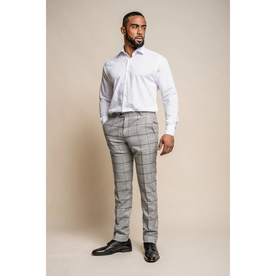 Ghost - Men's Grey Tweed Checked Trousers