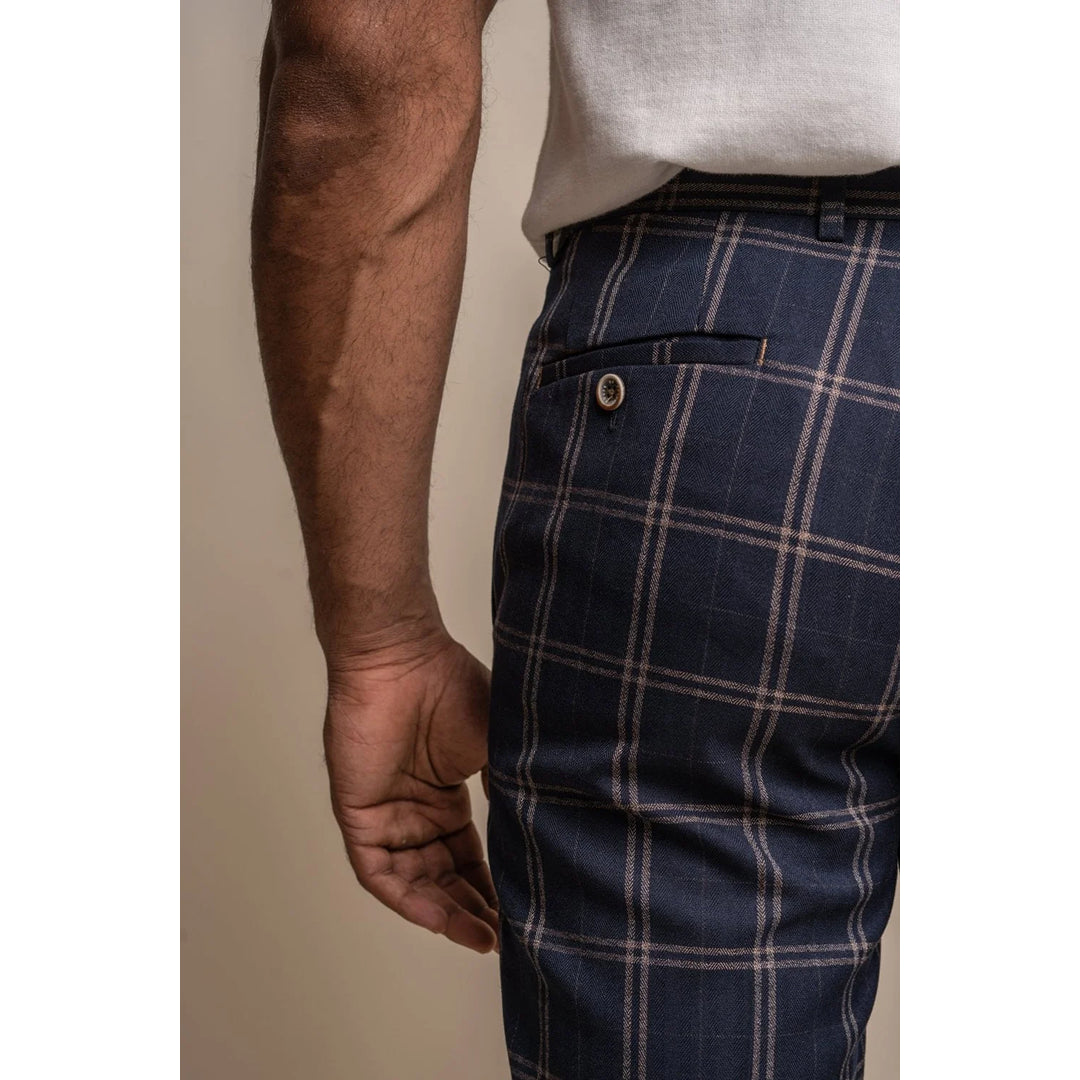 Hardy - pantalones de cheque de bronceado azul para hombres