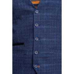 Kaiser - Men's Men's Tweed Check Blue Waistcoat