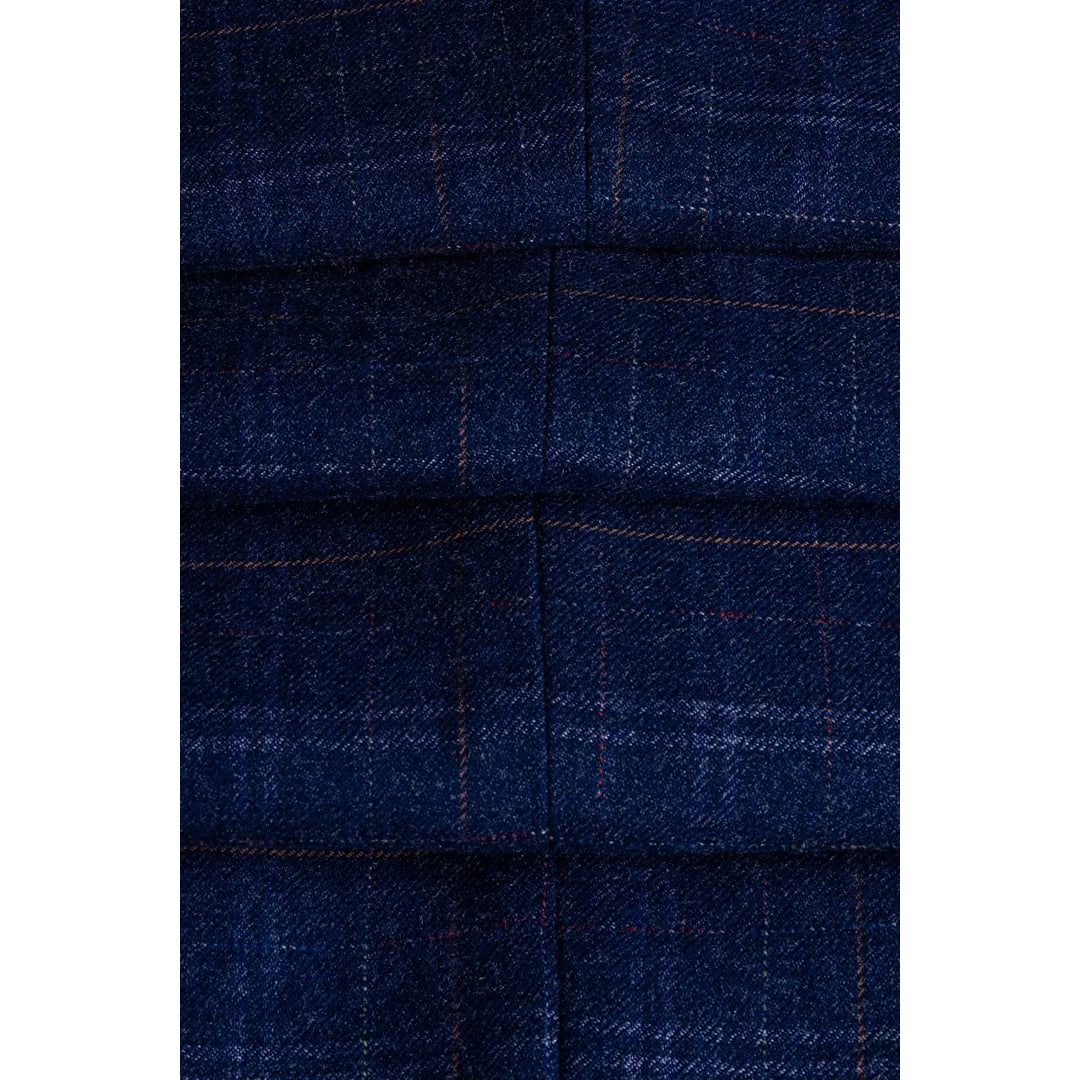 Kaiser - Gilet bleu à carreaux en tweed pour hommes