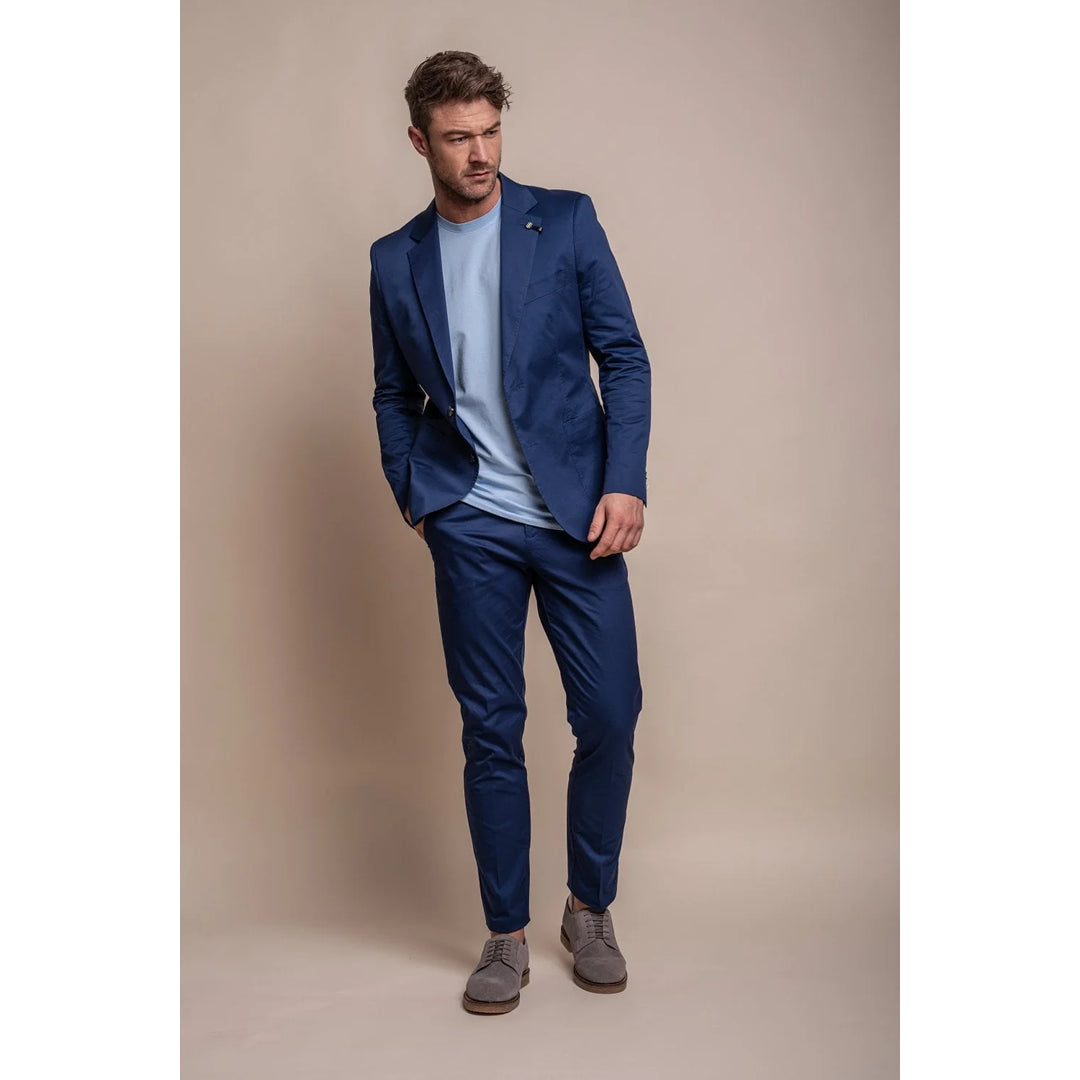 Mario - Blazer y pantalones azules de verano para hombres