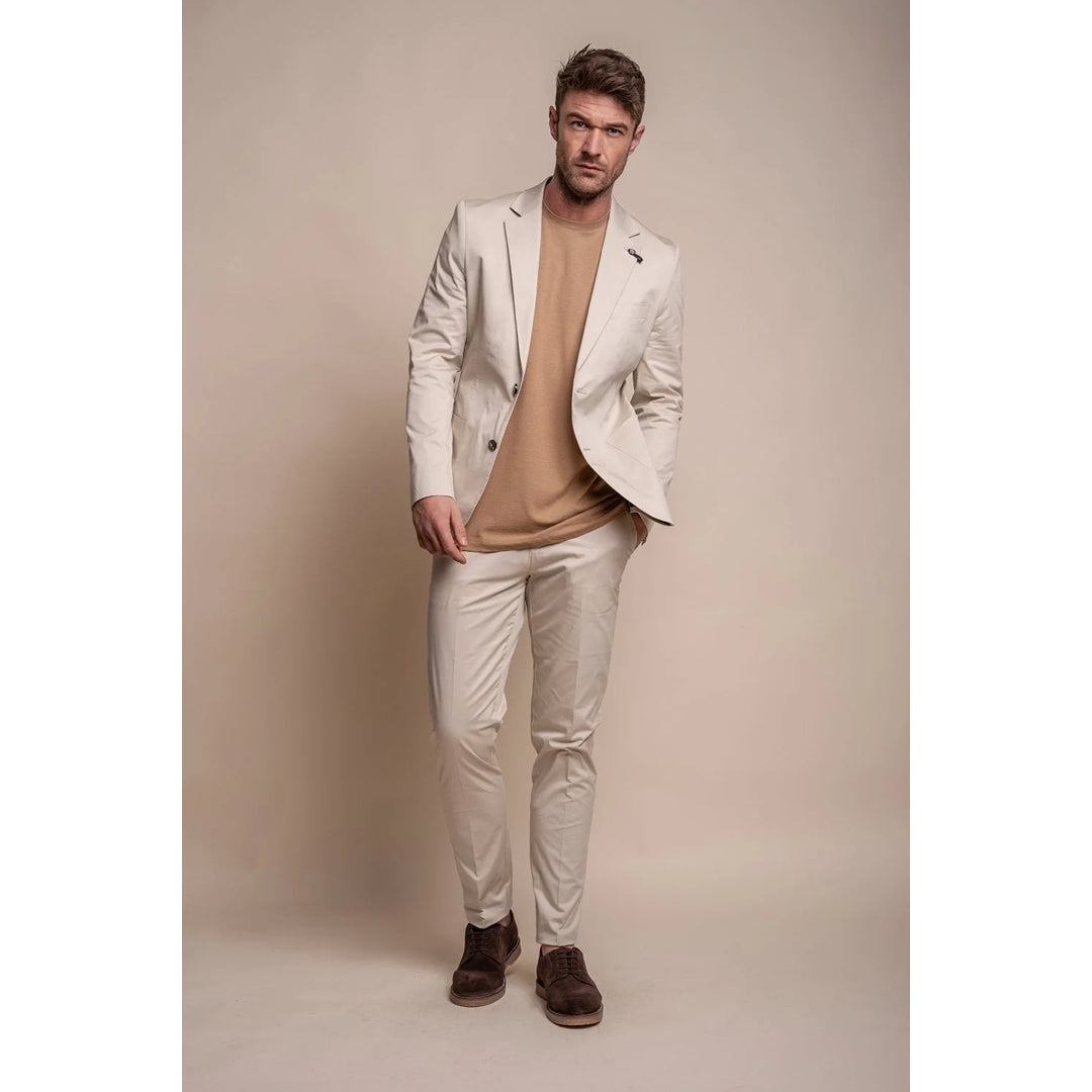 Mario - Blazer d'été beige coupe slim pour homme