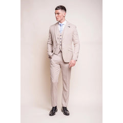 Miami - Men's Linen Beige Cream Blazer Waistcoat and Trousers