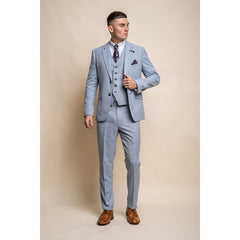 Miami - Men's Light Blue Summer Blazer Waistcoat and Trousers