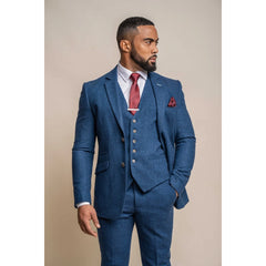 Orson - Blazer clásico de tweed azul para hombre
