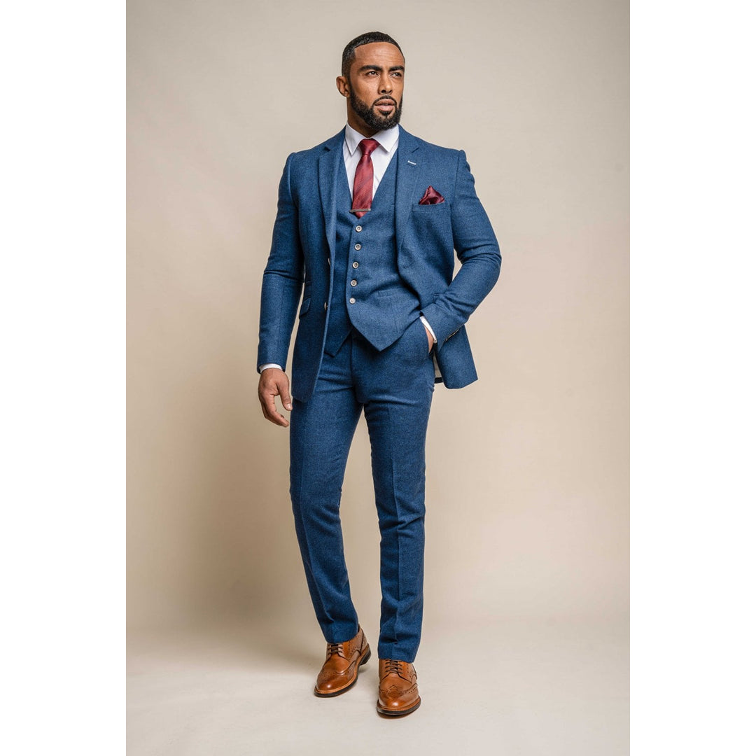 Orson - Men's Blue Tweed Blazer Waistcoat and Trousers