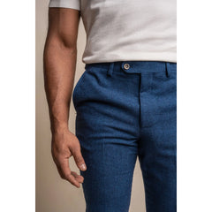 Orson - pantalones clásicos azules de tweed para hombres