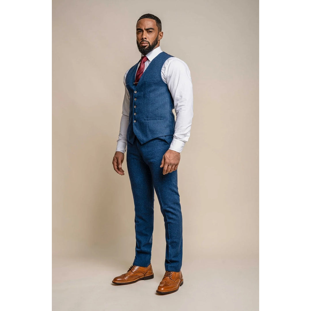 Mens blue 2025 tweed waistcoat