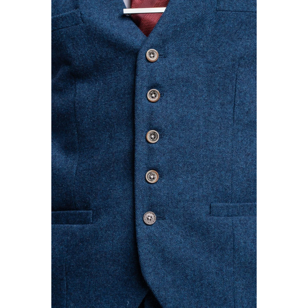 Orson - chaleco de tweed azul masculino