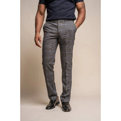 Power - Pantalon slim à carreaux gris pour homme