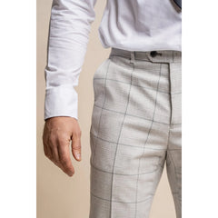 Radika - Men's Light Grey Check Trousers