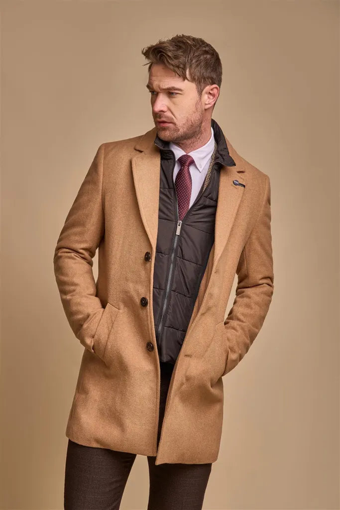 House Of Cavani Sanford - Men's Camel Wool Blend Overcoat - House of Cavani - 1