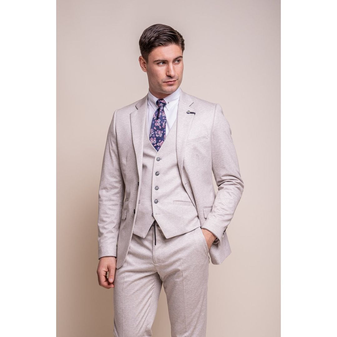 Valencia - Men's Classic Cream Wedding 3 Piece Suit
